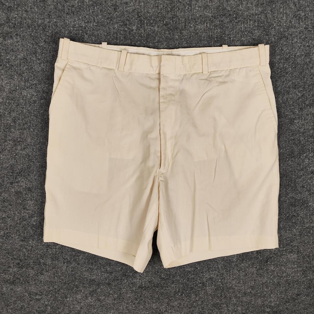 Vintage Recess Shorts Mens 38 Beige Chino Poly Cotton Flat Front 80s Taiwan